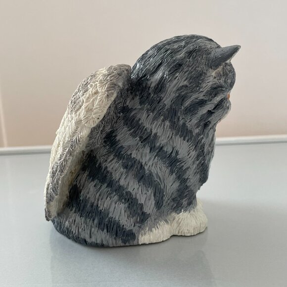 Angel Cat Resin Statue Gray Tabby 5" 1998 Cuddly Creations by Angel Originals - Picture 4 of 11